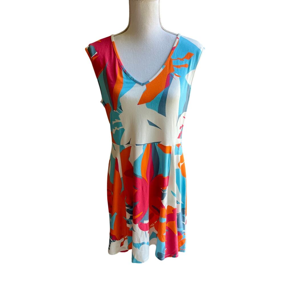 Krimson Klover orange pink tropical dress size L